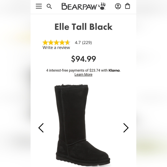 BEARPAW Elle Tall Women's Black Suede Boots Size 5 - Picture 9 of 9